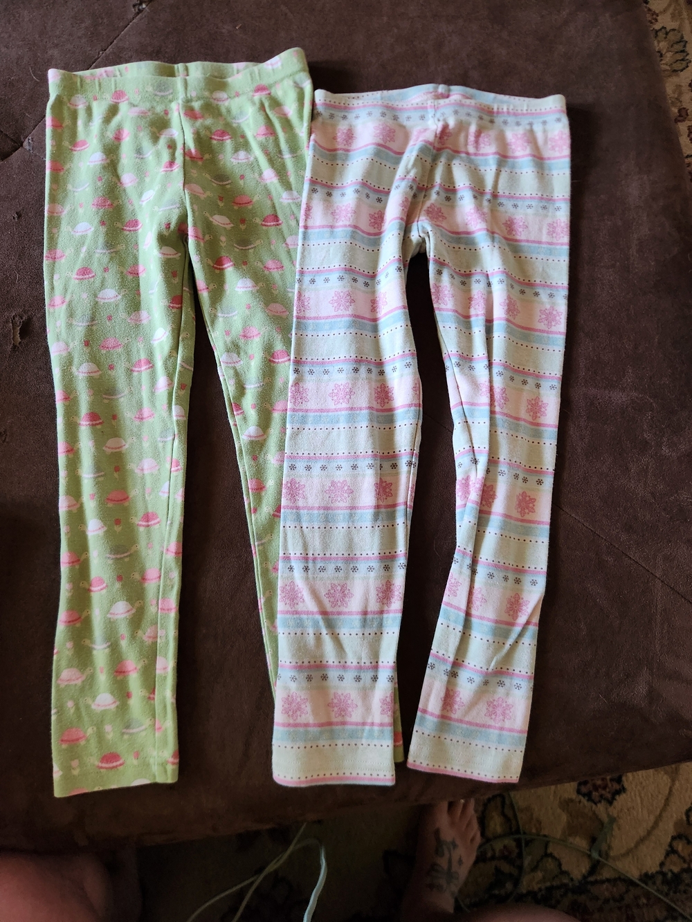 Gymboree Girls Pajama Bottoms in Light Green & Pink Stripes